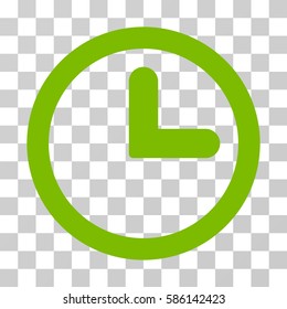 Clock vector icon. Illustration style is flat iconic eco green symbol on a transparent background.