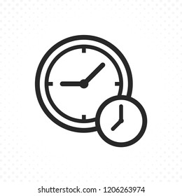 Clock vector icon. Clock icon in linear style. Symbol of clock with small chronometer, Time or timer symbol