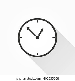 Clock   vector icon with long shadow. Illustration isolated on with background for graphic and web design.  