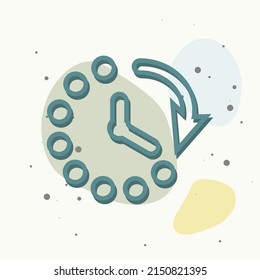 Clock vector icon on multicolored background. Layers grouped for easy editing illustration. For your design.