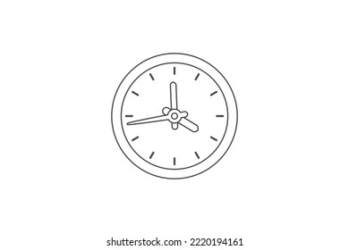 Clock vector icon outline on white background
