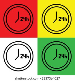 Clock Vector icon, Outline style, isolated on white Background.