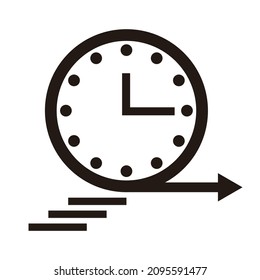 A clock vector icon representing the advance of time. Simple flat design.
