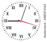 Clock vector icon. Clock with roman numerals on white background. Vector image, EPS10