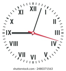 Icono de Vector de reloj. Reloj con números romanos sobre fondo blanco. Imagen de Vector, EPS10