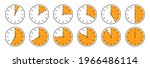 Clock vector icon. Set of round clocks faces showing different time. Time sumbol isolated. Vector illustration.	