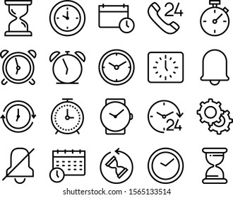 clock vector icon set such as: movement, tone, retro, motion, alarmclock, red, shop, thin, cogwheel, clockwise, wrist, ring, factory, push, jingle, numeral, accurate, prohibition, industry, period
