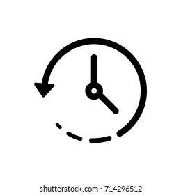 Clock vector icon. Simple clock vector icon on white background.Time. Black and white