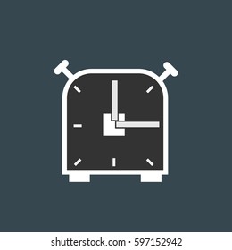 Clock Vector Icon, The symbol of alarm clock with black face. Simple, modern flat vector illustration for mobile app, website or desktop app  