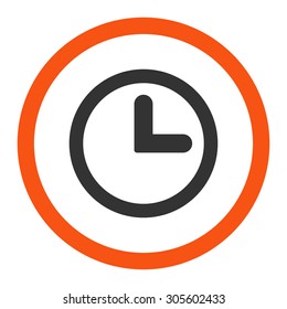 Clock vector icon. This rounded flat symbol is drawn with orange and gray colors on a white background.