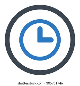 Clock vector icon. This rounded flat symbol is drawn with smooth blue colors on a white background.