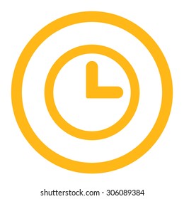 Clock vector icon. This rounded flat symbol is drawn with yellow color on a white background.