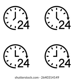 Clock vector icon. Time vector illustration. 24 hours watch icon set. watch icon symbol, Trendy Flat style for graphic design, Web site, UI