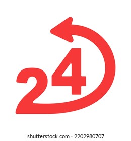 Clock vector icon. Twenty four hour icon. 24 hours icon delivery icon vector illustration logo template for many purpose. 