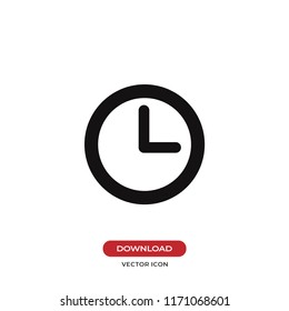 Clock vector icon. Watch,time symbol. Flat vector sign isolated on white background. Simple vector illustration for graphic and web design.