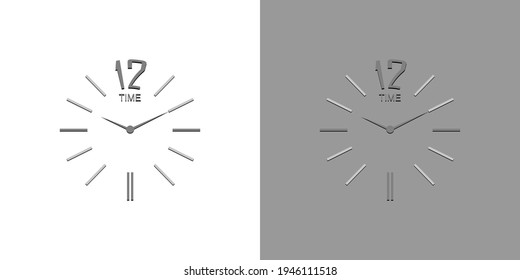 Clock vector icons. Design Watch on the wall. Time design. Clock on light and dark background. Vector illustration