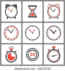 Clock vector icons set. Illustration isolated on white background for graphic and web design.