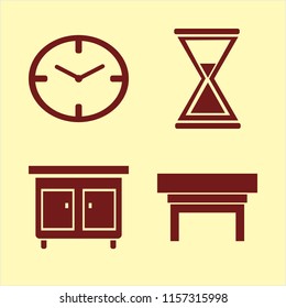 clock vector icons set. with nightstand, hourglass and watch face in set