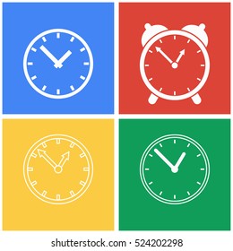 Clock vector icons set. White illustration isolated for graphic and web design.