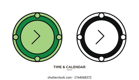 Clock vector illustration lineal color and filled design