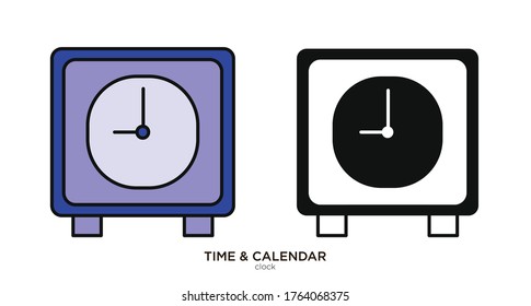 Clock vector illustration lineal color and filled design