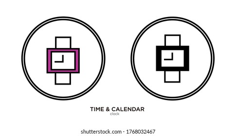 Clock vector illustration lineal color and filled design