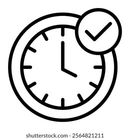 Clock Vector Line Icon Design