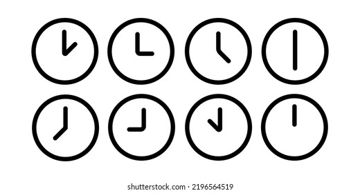 Clock vector line icon set. Business watch. Clock with different times.