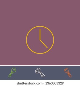 clock vector line icon.Basic element illustration.clock vector outline symbol design.Bonus broken key graphic concept