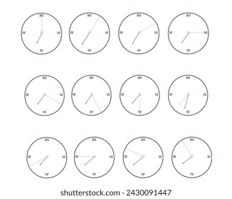 Clock Vector with minute indicator (07.00)