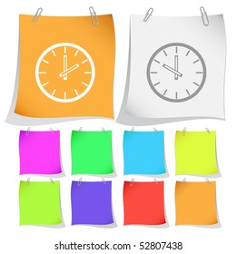Clock. Vector note papers.