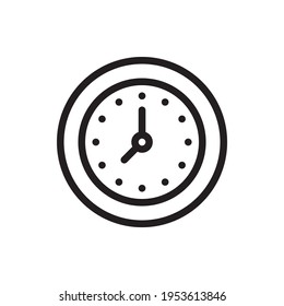  Clock Vector Outline Icon. EPS 10 File. Hotel and Services Symbol