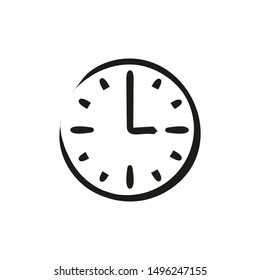 Clock Vector Sketch Icon Hand Drawn Doodle in isolated on white background