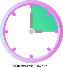 Icono de reloj de tiempo vectorial de reloj aislado en fondo blanco. Temporizador de horas. Reloj de alarma de círculo gráfico plano. Puntero de marcado redondo de pared. Cuenta regresiva del período de vencimiento