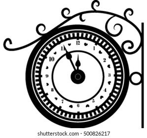 Clock, vector, vintage, round