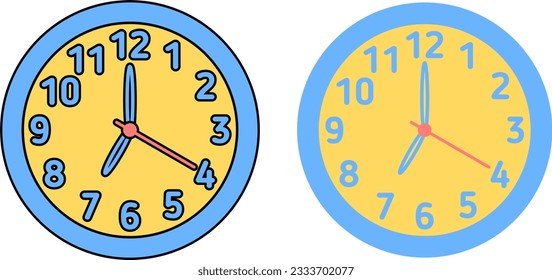 clock vector yellow blue color with and without outline