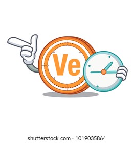 With clock Veritaseum coin character cartoon