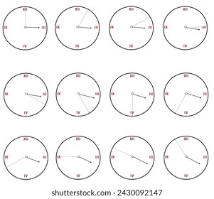 Clock vetor Illustration with minute indicator (03.00)