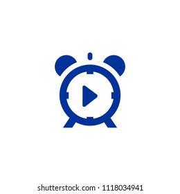 Clock video play Icon Logo Design Element