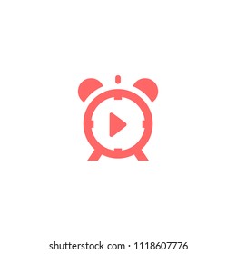 Clock video play Icon Logo Design Element
