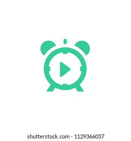 Clock video play Icon Logo Design Element