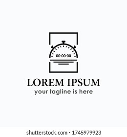 clock vintage brand logo template design vector