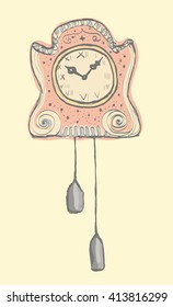 Clock vintage hand drawn