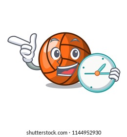 With clock volleyball character cartoon style