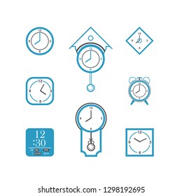Clock and wacth icon set illustration