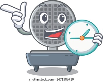 With clock waffle iron isolated in the cartoon