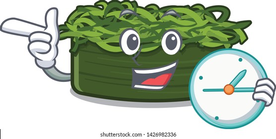 With clock wakame chuka isolated with the mascot