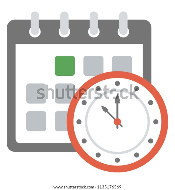 Clock Wall Calendar Showing Schedule Planning Stock Vector (Royalty