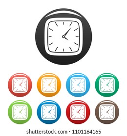 Clock wall icon. Simple illustration of clock wall vector icons set color isolated on white