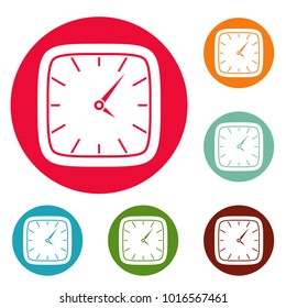 Clock wall icons circle set vector isolated on white background